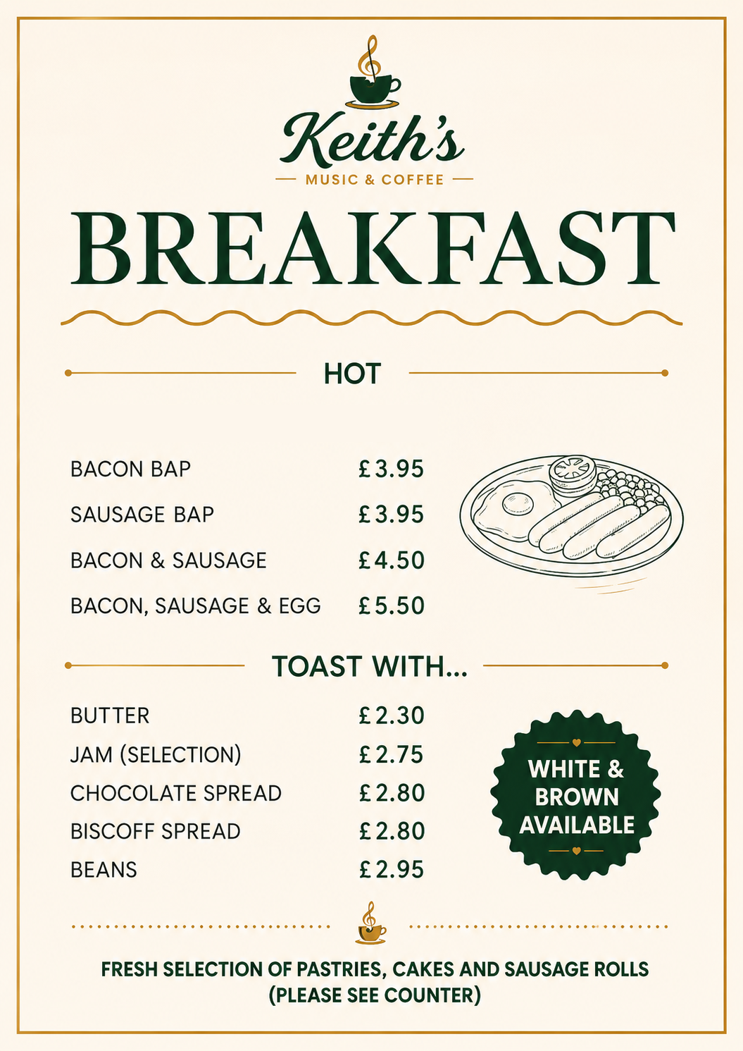 Keith's Breakfast menu